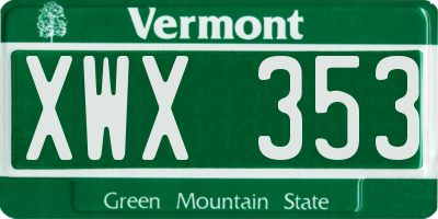 VT license plate XWX353