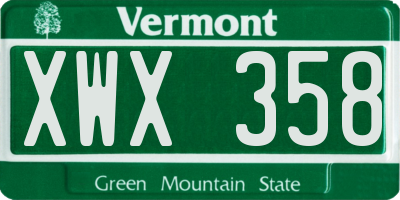 VT license plate XWX358