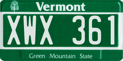 VT license plate XWX361