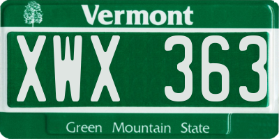 VT license plate XWX363