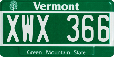 VT license plate XWX366