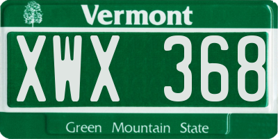 VT license plate XWX368