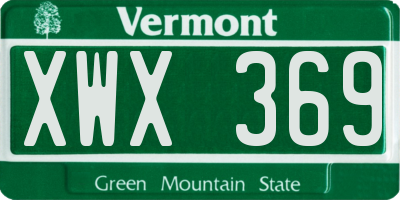 VT license plate XWX369