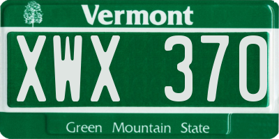 VT license plate XWX370