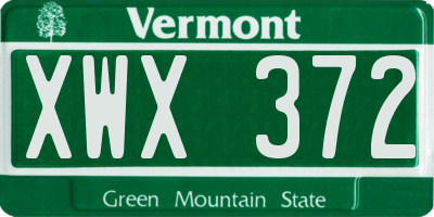 VT license plate XWX372