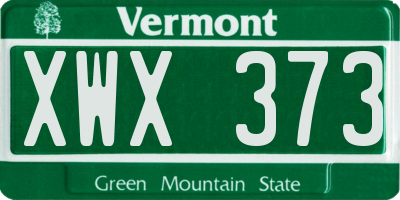 VT license plate XWX373