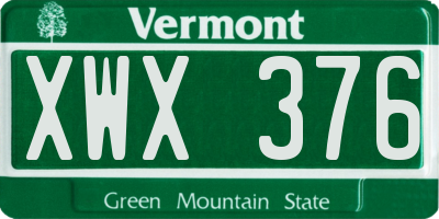 VT license plate XWX376