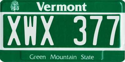 VT license plate XWX377