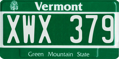 VT license plate XWX379