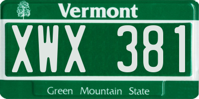 VT license plate XWX381