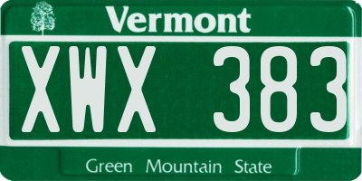 VT license plate XWX383