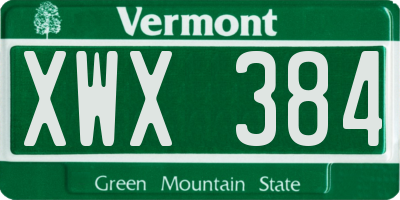 VT license plate XWX384