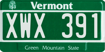 VT license plate XWX391