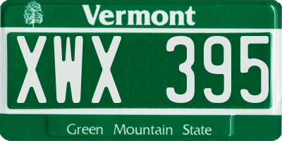 VT license plate XWX395