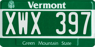VT license plate XWX397