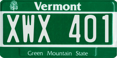VT license plate XWX401