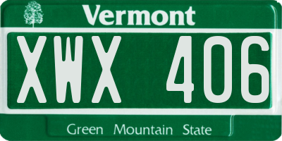 VT license plate XWX406