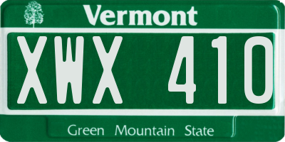 VT license plate XWX410