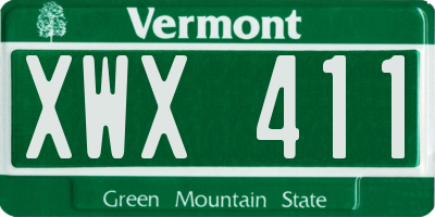 VT license plate XWX411