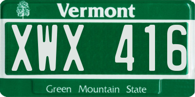 VT license plate XWX416