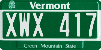 VT license plate XWX417
