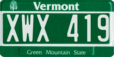 VT license plate XWX419