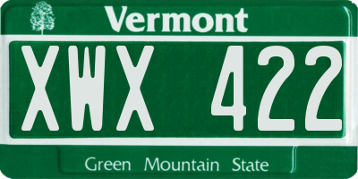VT license plate XWX422