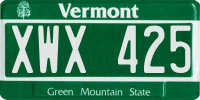 VT license plate XWX425
