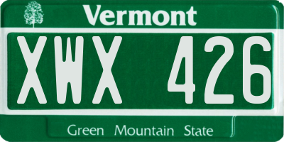 VT license plate XWX426