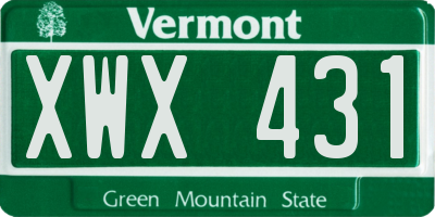VT license plate XWX431