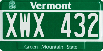 VT license plate XWX432
