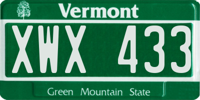 VT license plate XWX433