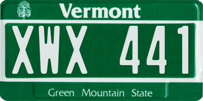 VT license plate XWX441