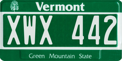 VT license plate XWX442