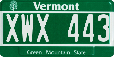 VT license plate XWX443