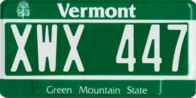 VT license plate XWX447
