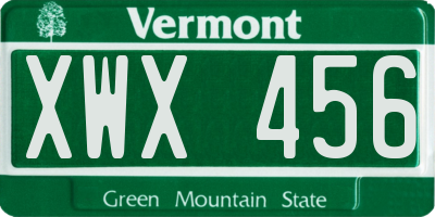 VT license plate XWX456
