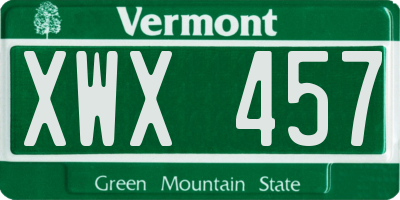VT license plate XWX457