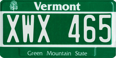 VT license plate XWX465