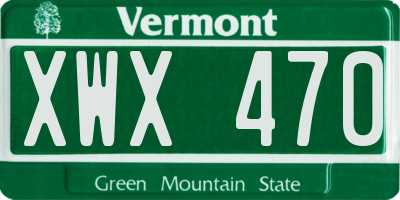 VT license plate XWX470