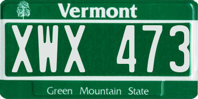 VT license plate XWX473