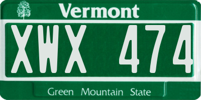 VT license plate XWX474