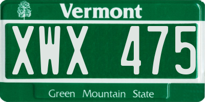 VT license plate XWX475