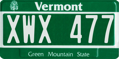 VT license plate XWX477