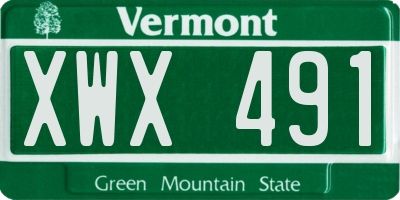 VT license plate XWX491
