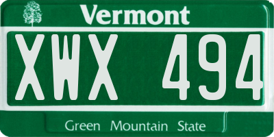 VT license plate XWX494