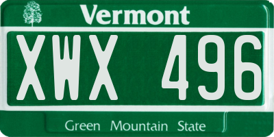 VT license plate XWX496
