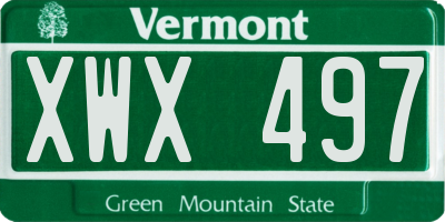 VT license plate XWX497