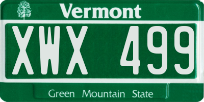 VT license plate XWX499