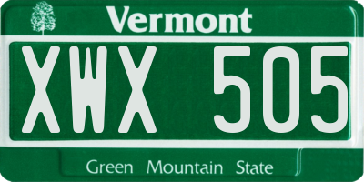 VT license plate XWX505